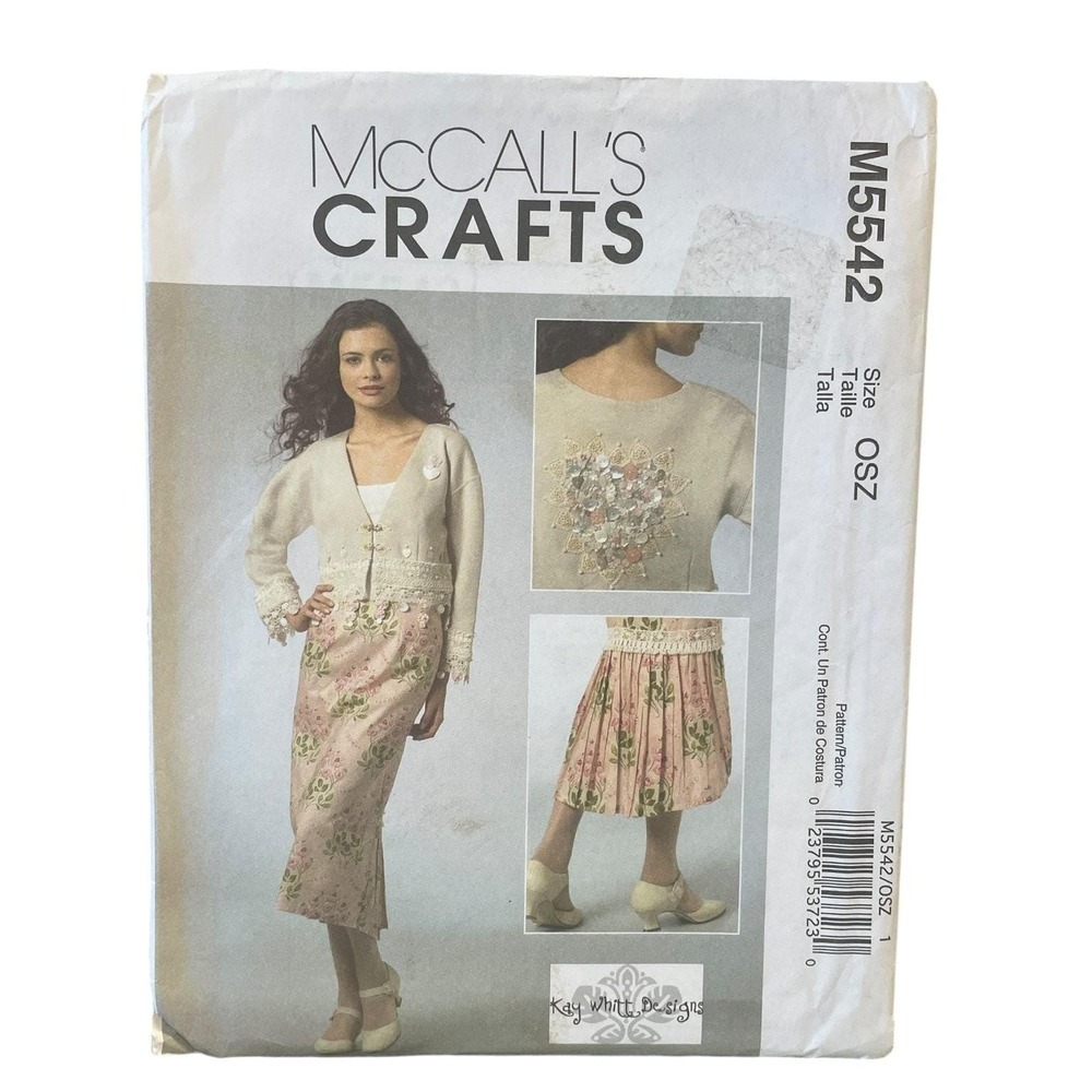 McCalls Sewing Pattern M5542 Misses OSZ Skirt Applique Sweatshirt Uncut FF
